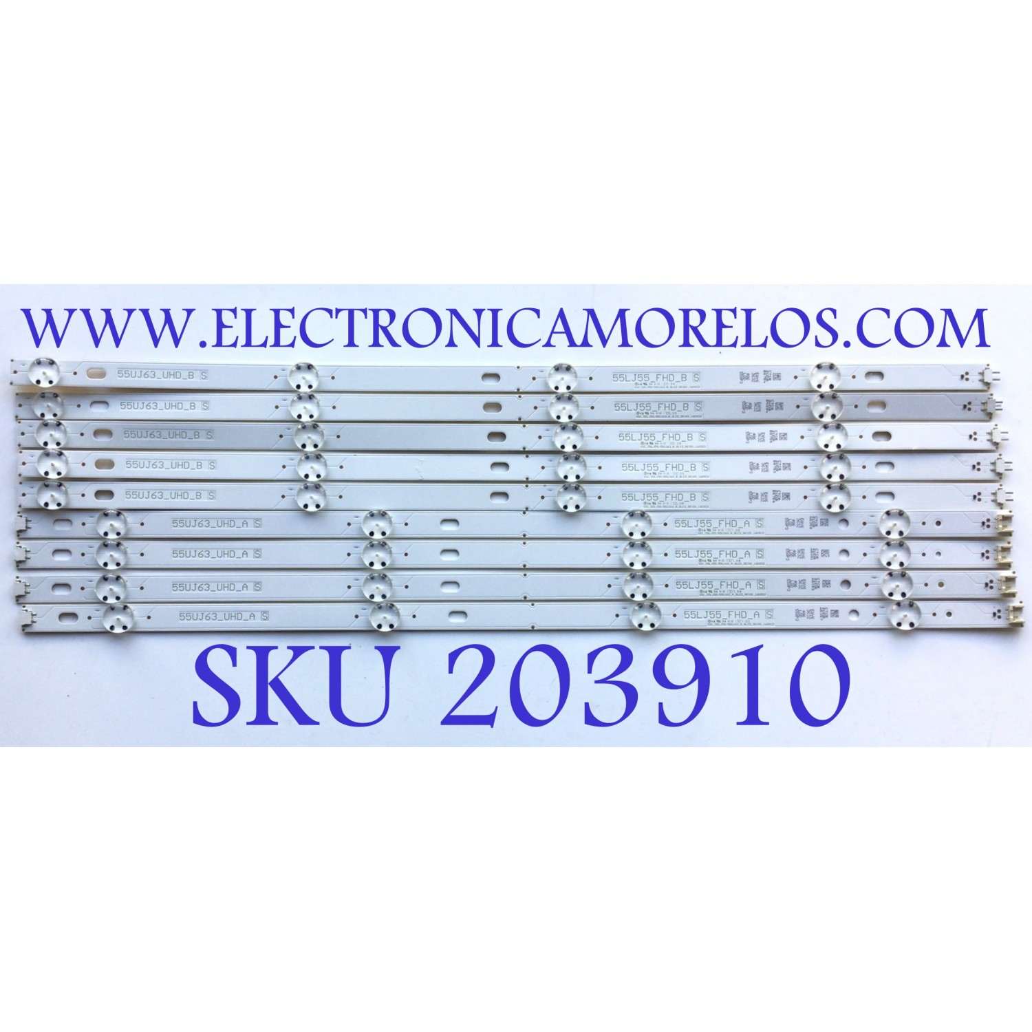 KIT DE LEDS PARA TV LG ( 9 PZ ) ((KIT INCOMPLETO, ORIGINALMENTE CONSTA DE 10PZ)) / NUMERO DE PARTE EAV63632406 / LGD550P3 / SSC_55LJ55/55UJ63_B_8LE_REV01_160922 / 55LJ55_FHD_B / PANEL NC550DUE / MODELO 55LJ5500-UB